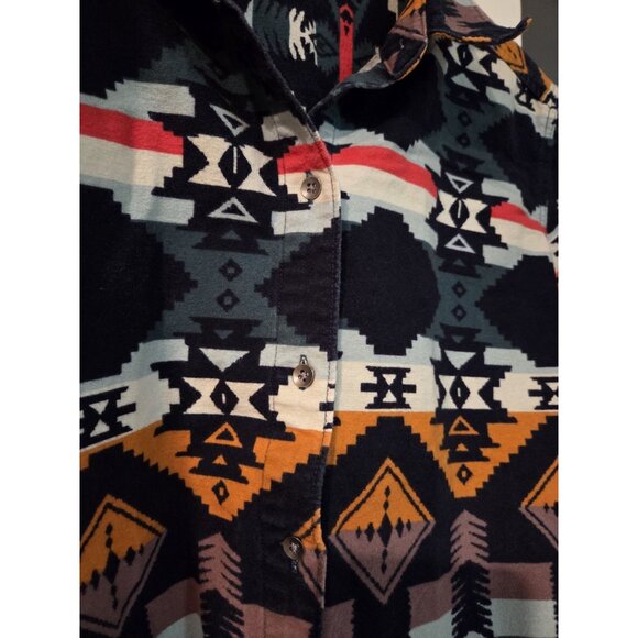 Woolrich Aztec Flannel Button Down Shirt Womens Sz XL Southwest Cotton - Picture 8 of 10